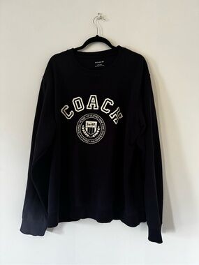 Coach Black Crewneck with White Crest Logo